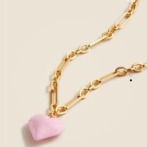 J. Crew Gold Necklace with Pink Heart Pendant